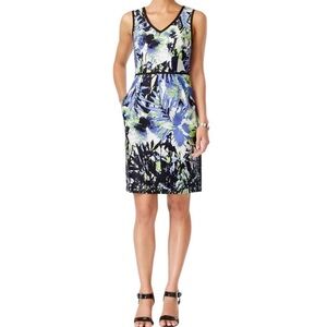 Nine West Blue and Green Patterned Dress